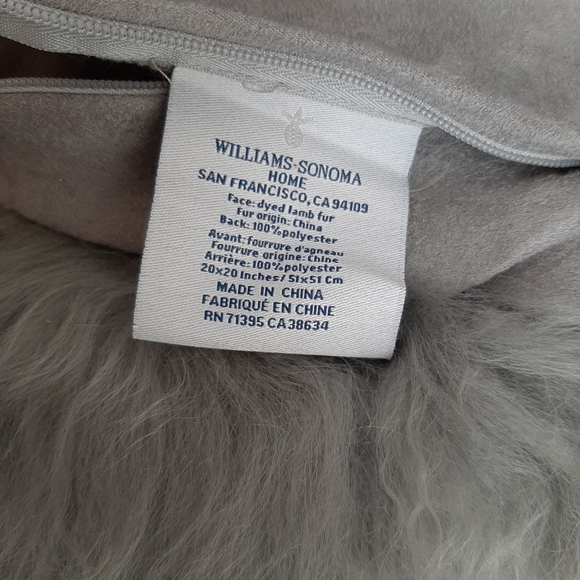 Williams Sonoma Genuine Mongolian 20" Pillow Cover Gray - Picture 10 of 11